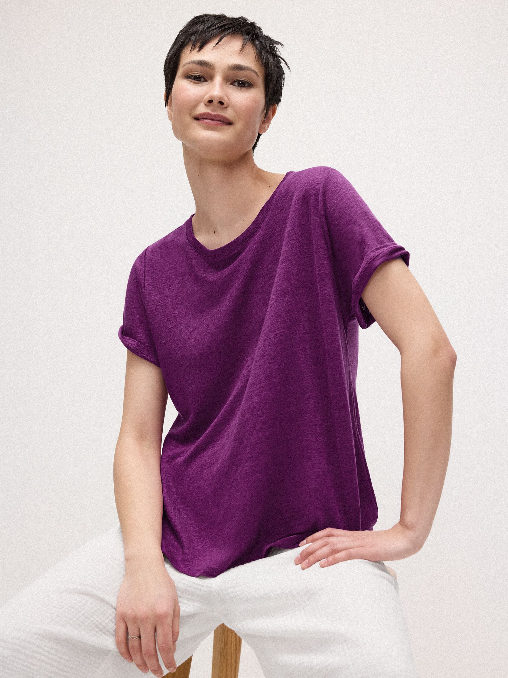 Organic Linen Jersey Crew Neck Tee