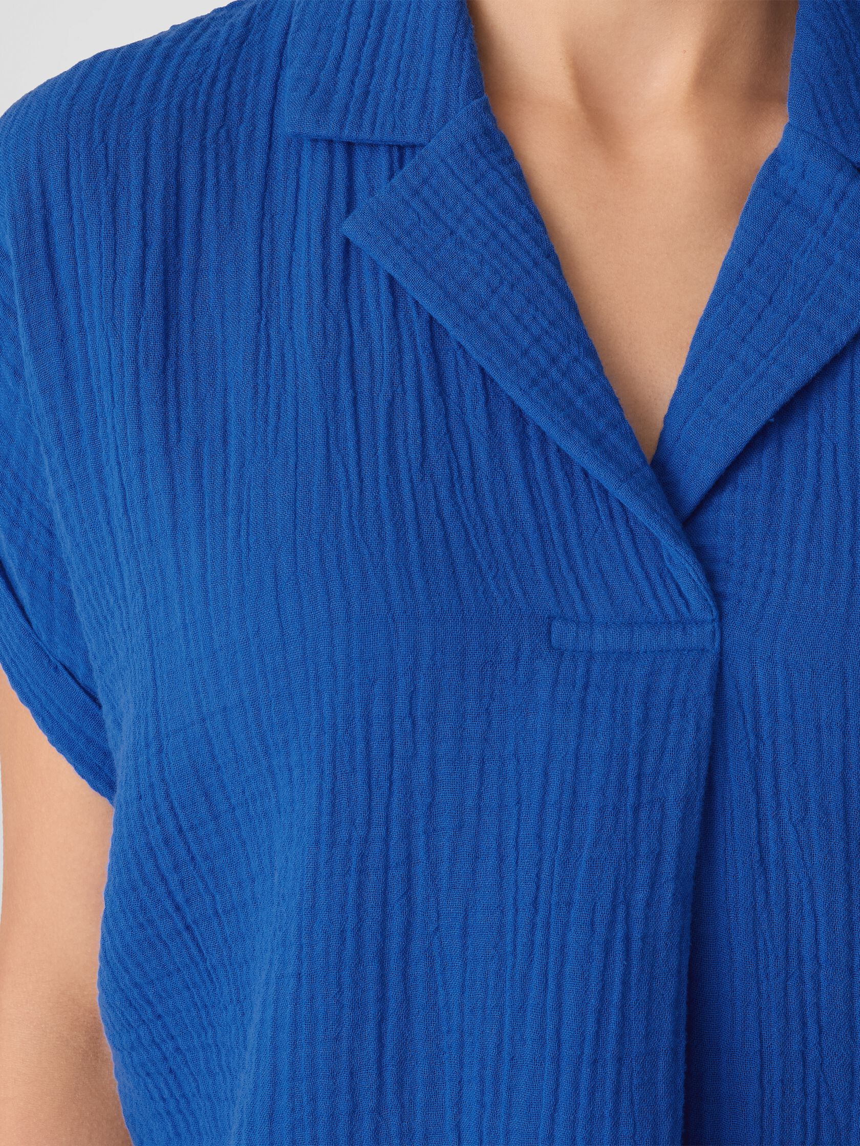 Organic Cotton Lofty Gauze Notch Collar Top