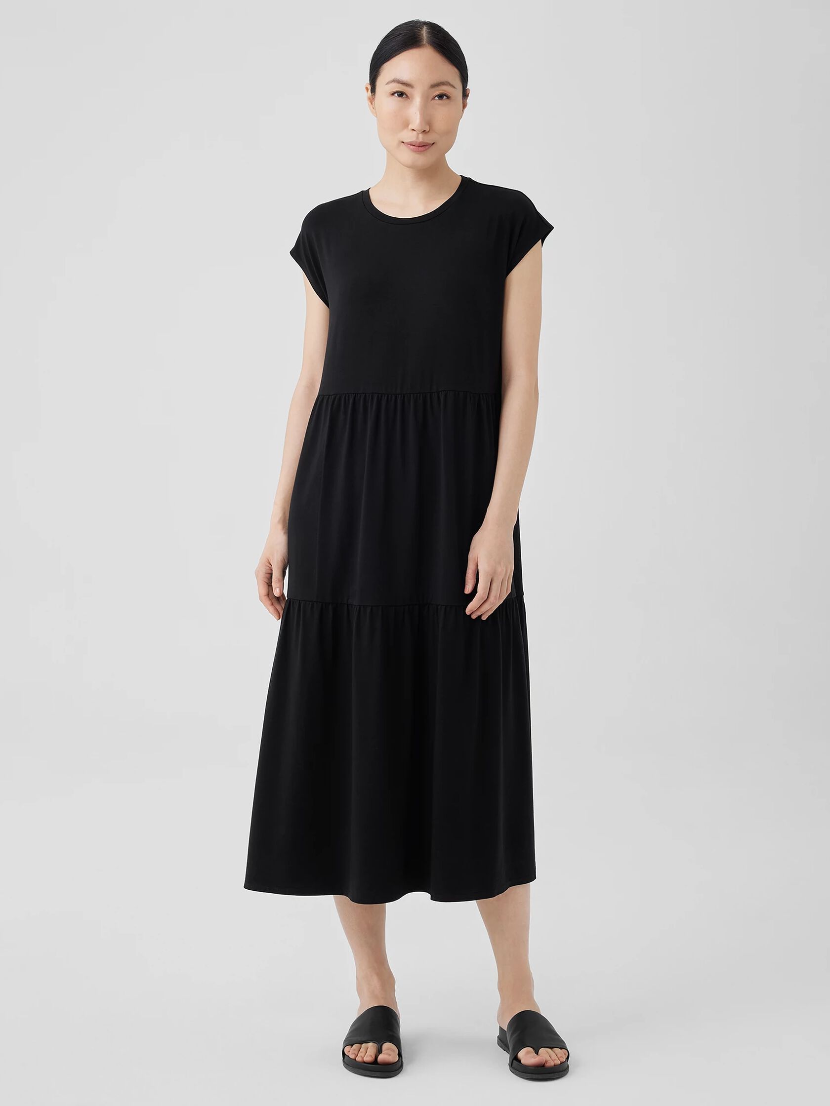 Stretch Jersey Knit Tiered Dress