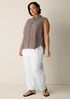 Organic Cotton Microstripe Pucker Sleeveless Shirt