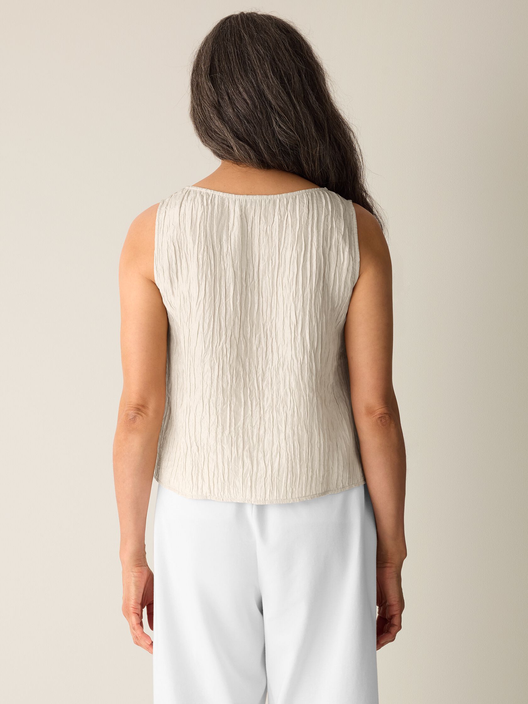 Textured Silk Jacquard Ballet Neck Tank