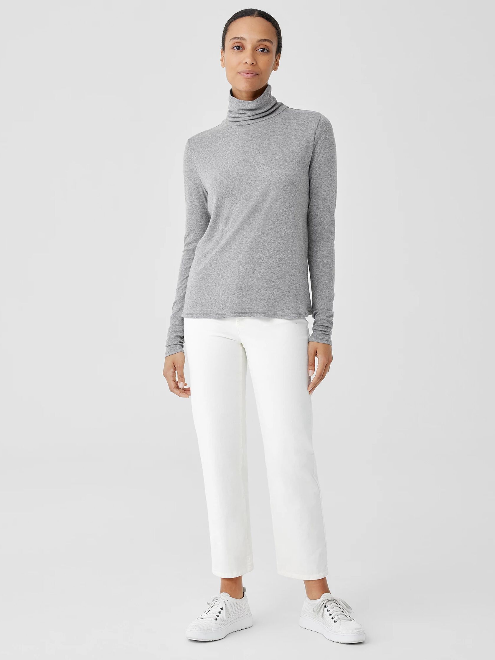 Pima Cotton Blend Turtleneck Top
