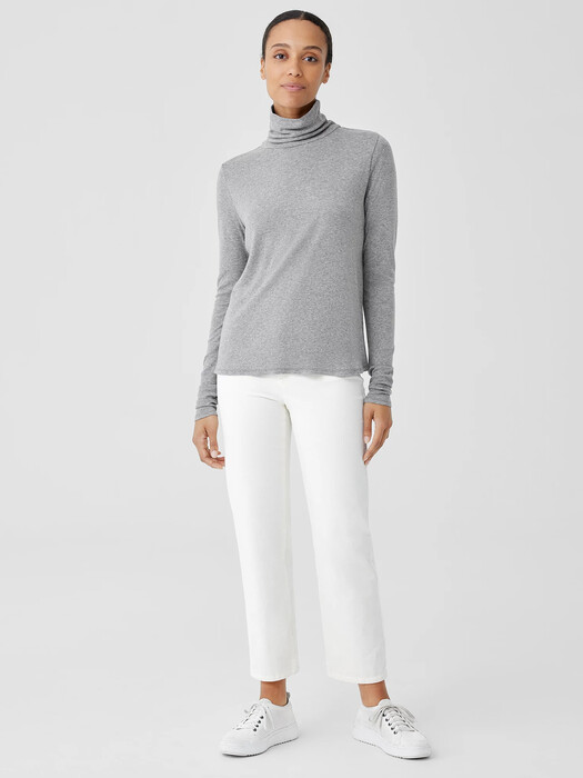 Pima Cotton Blend Turtleneck Top