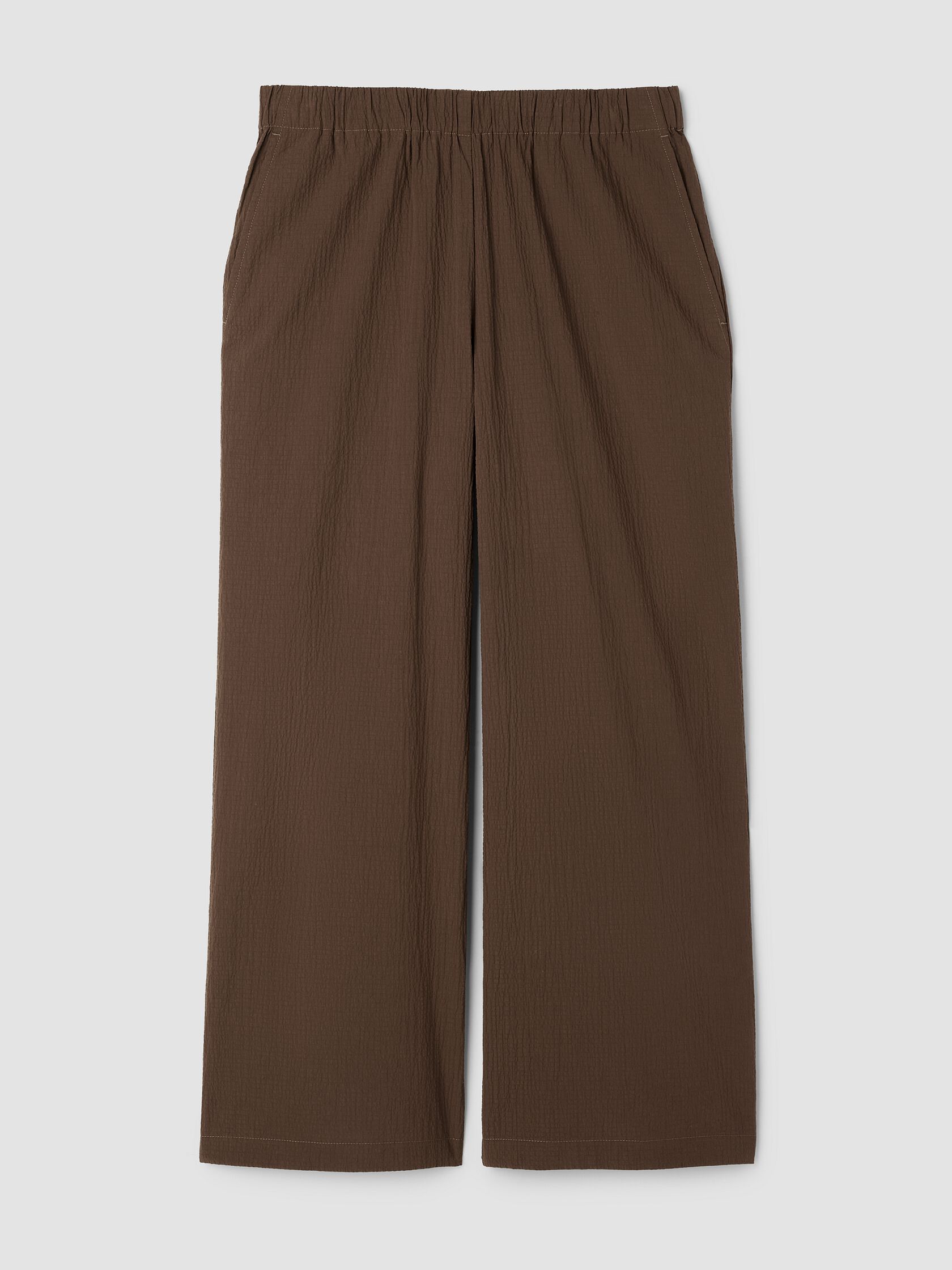 Organic Cotton Pucker Wide-Leg Pant