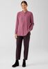 Silk Georgette Crepe Mandarin Collar Shirt