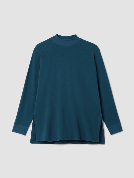 Cozy Brushed Terry Mock Neck Long Top