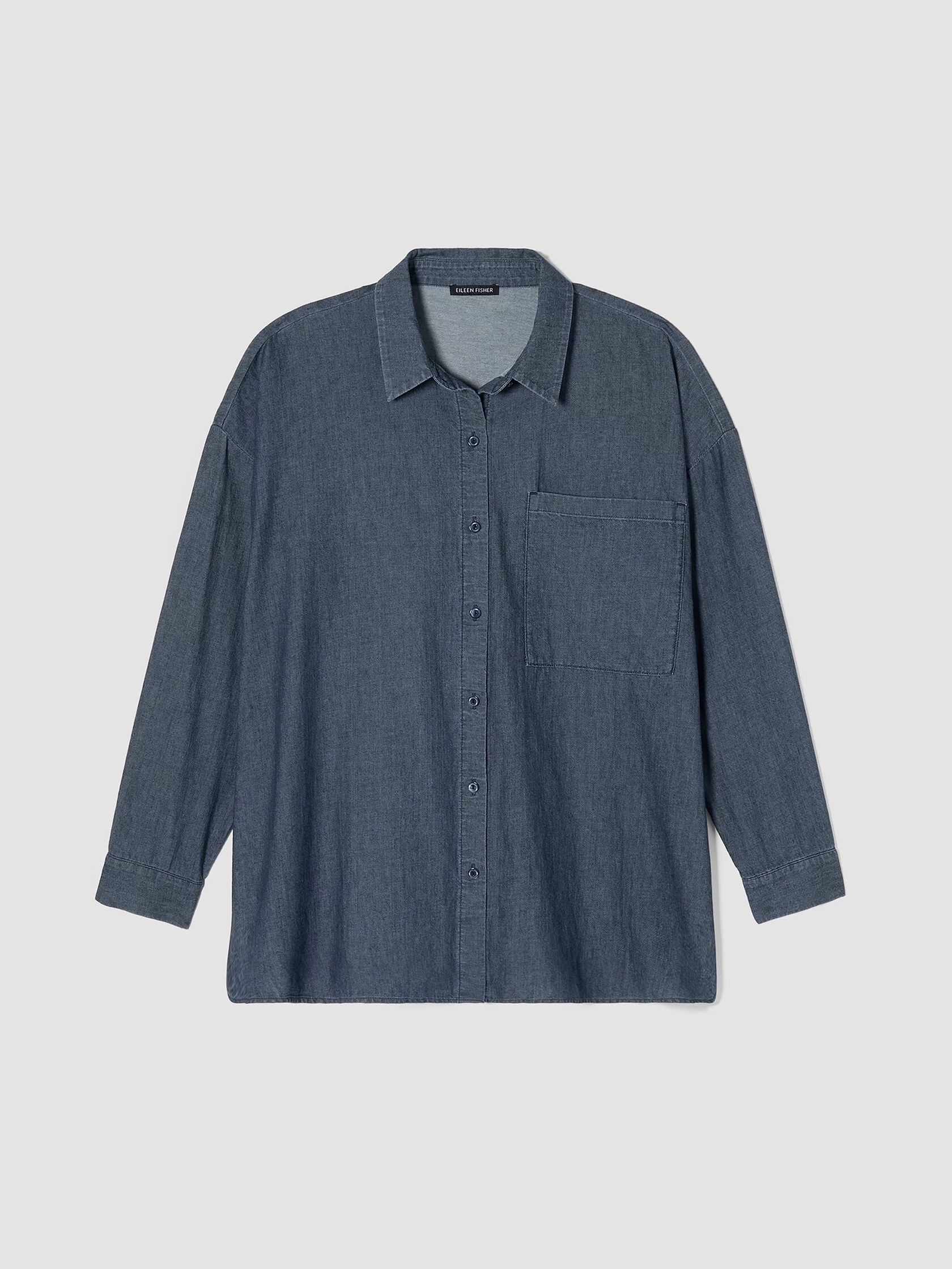 Airy Organic Cotton Twill Classic Collar Long Shirt