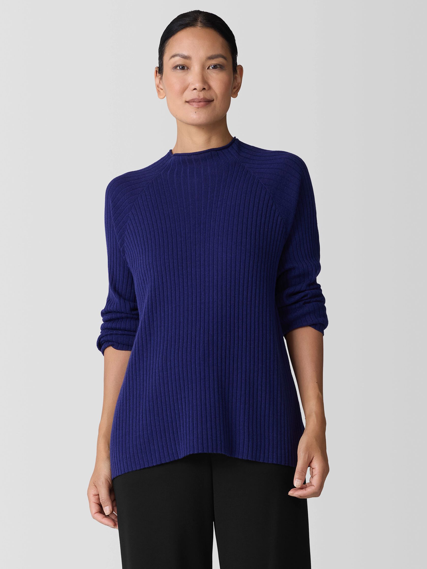 Peruvian Cotton Blend Funnel Neck Top