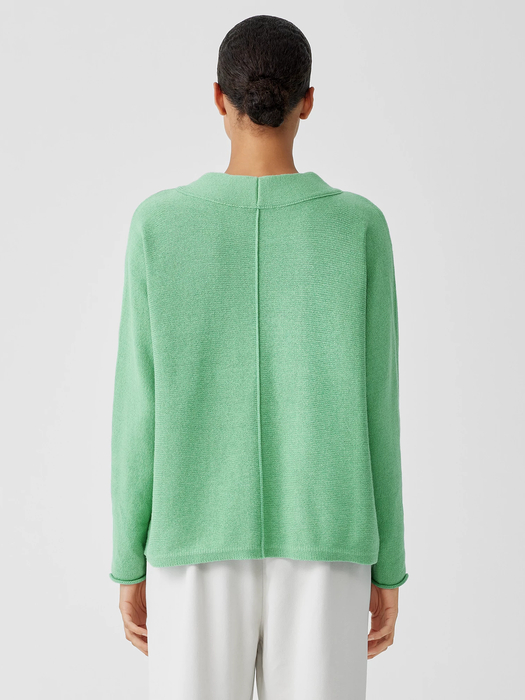 Cotton and Recycled Cashmere Mock Neck Top