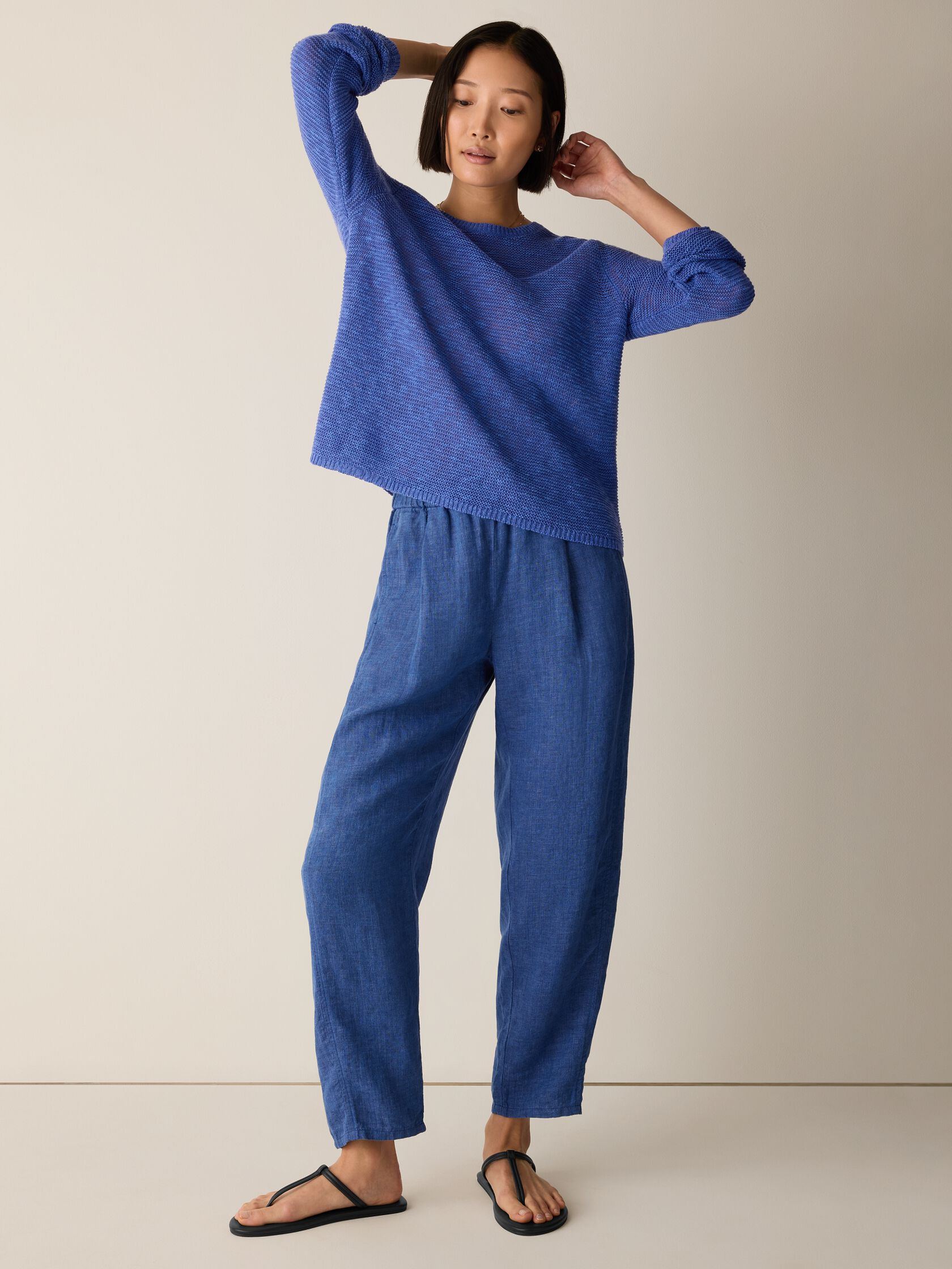 Organic Linen Cotton Slub Crew Neck Top