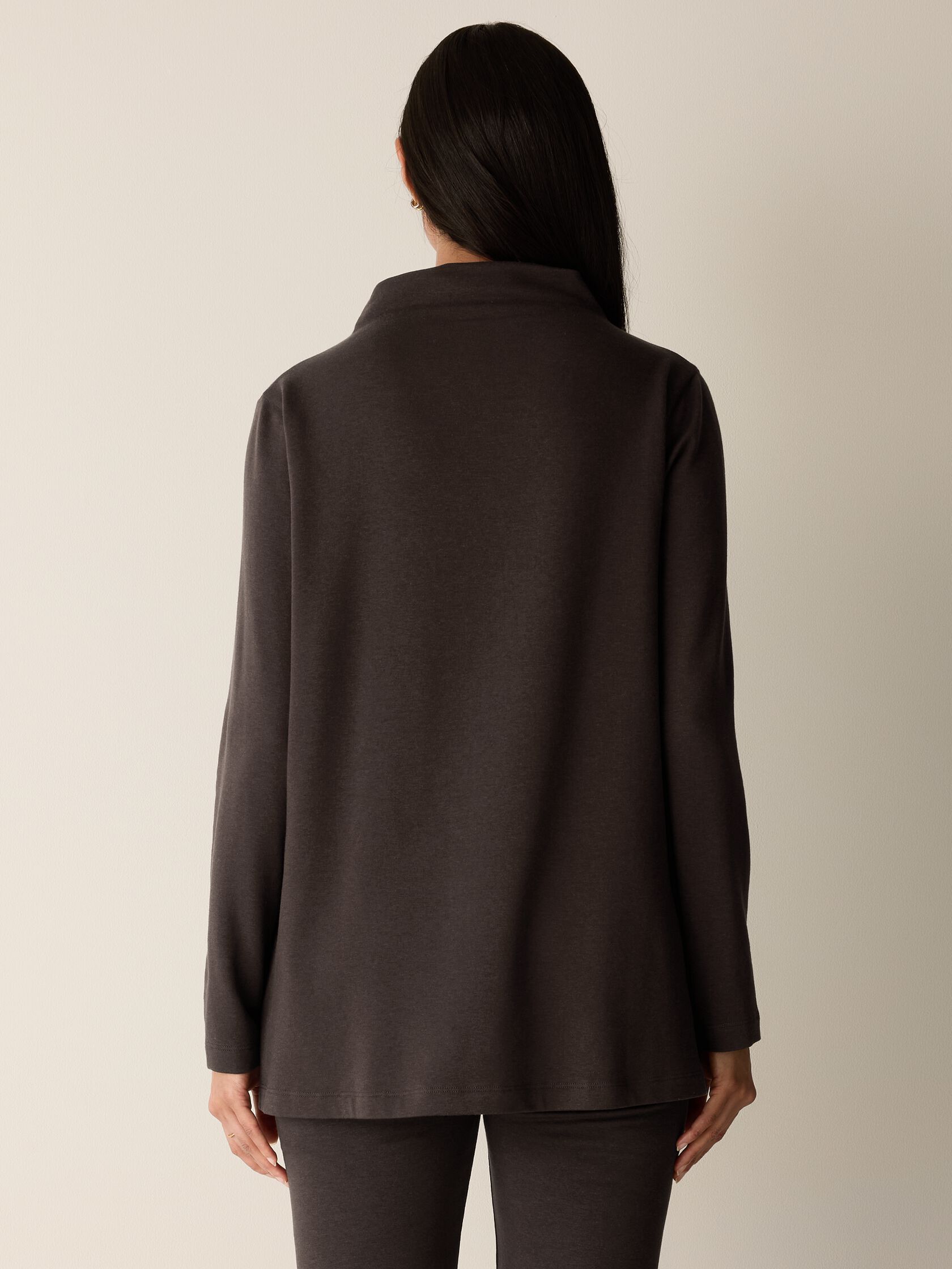 Cozy Brushed Terry Hug Funnel Neck Long Top