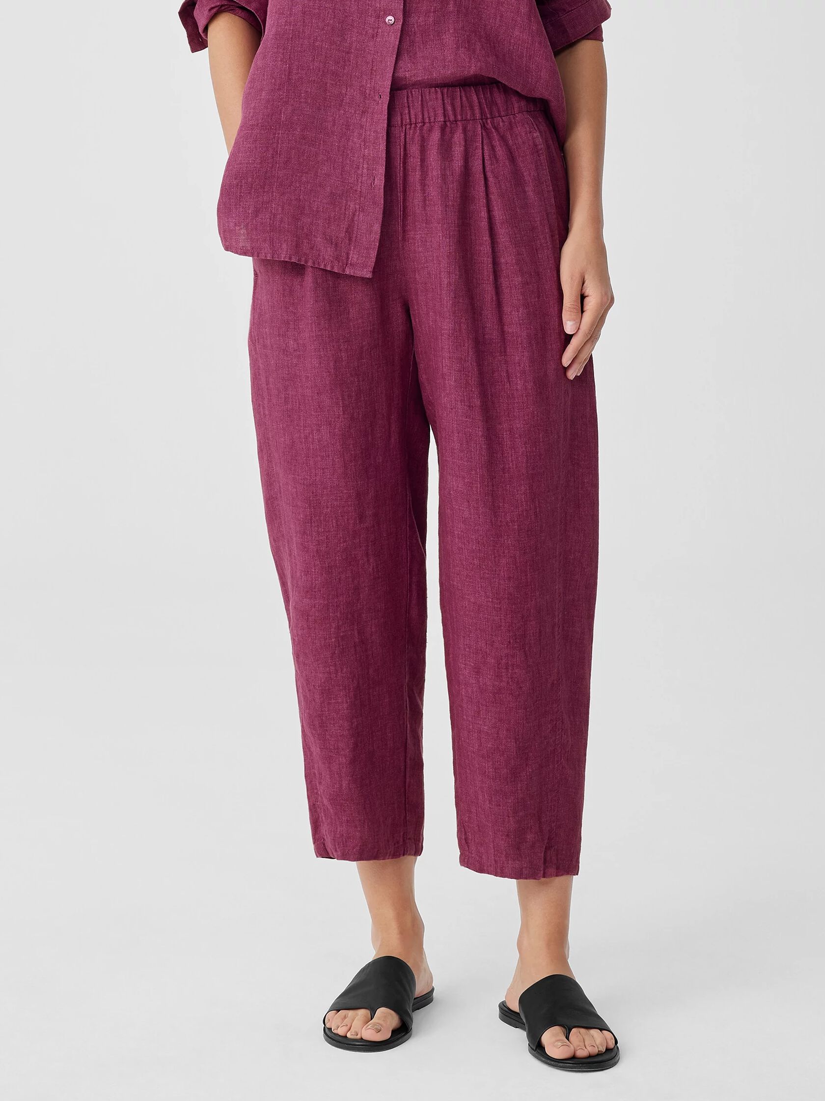 Washed Organic Linen Delave Lantern Pant