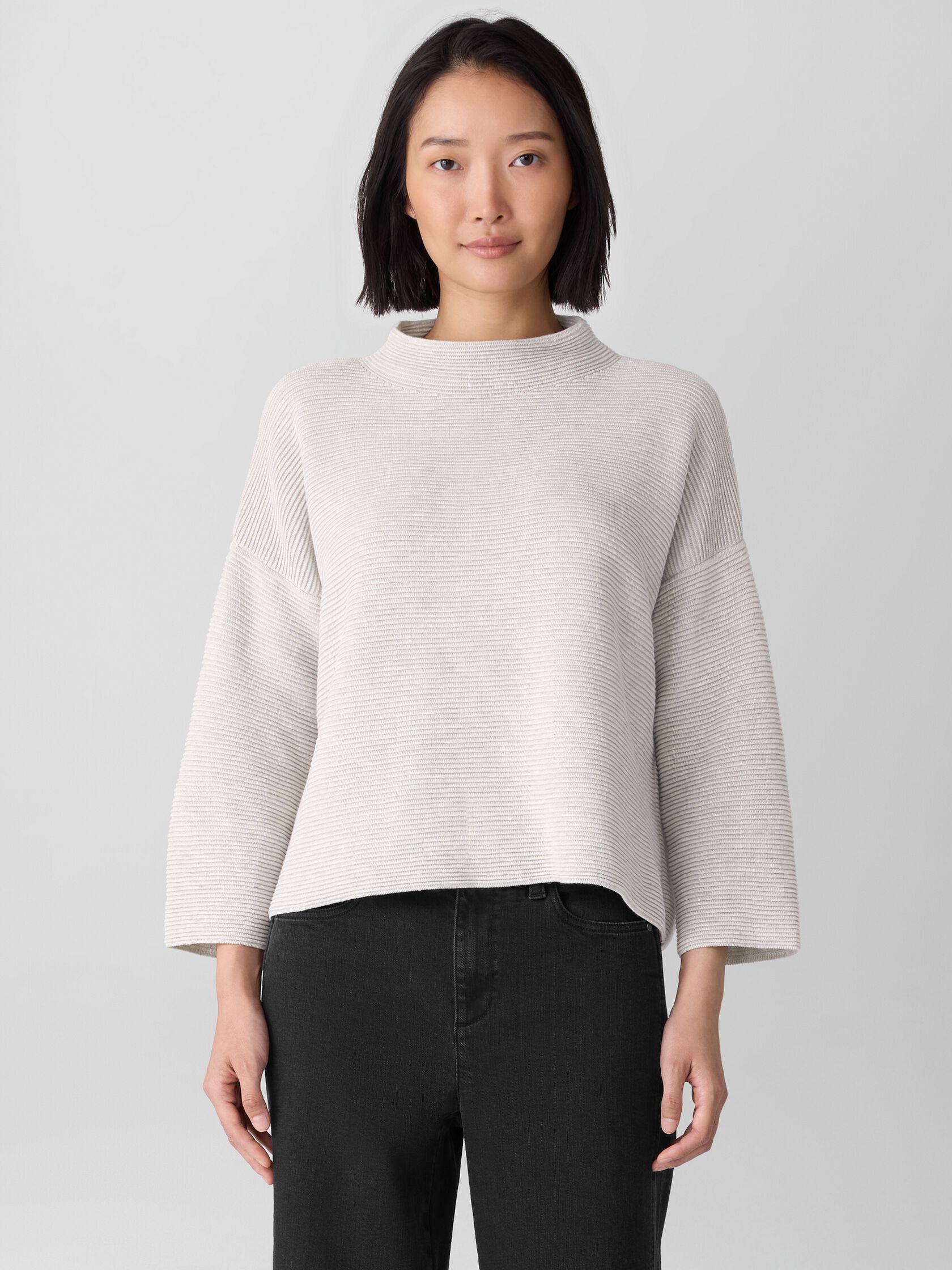 Peruvian Cotton Blend Funnel Neck Top