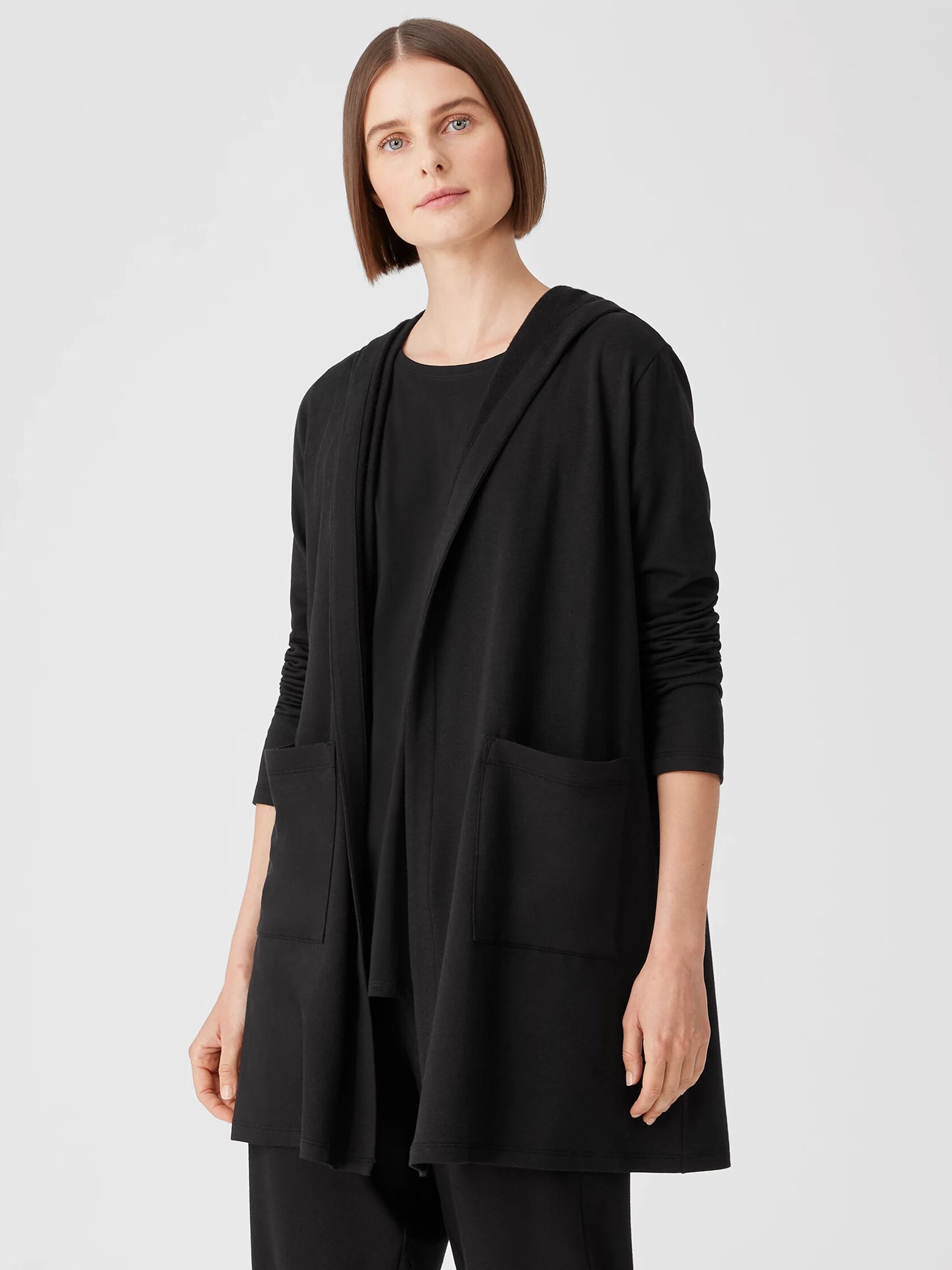 Cozy Brushed Terry Hug Hooded Jacket | EILEEN FISHER