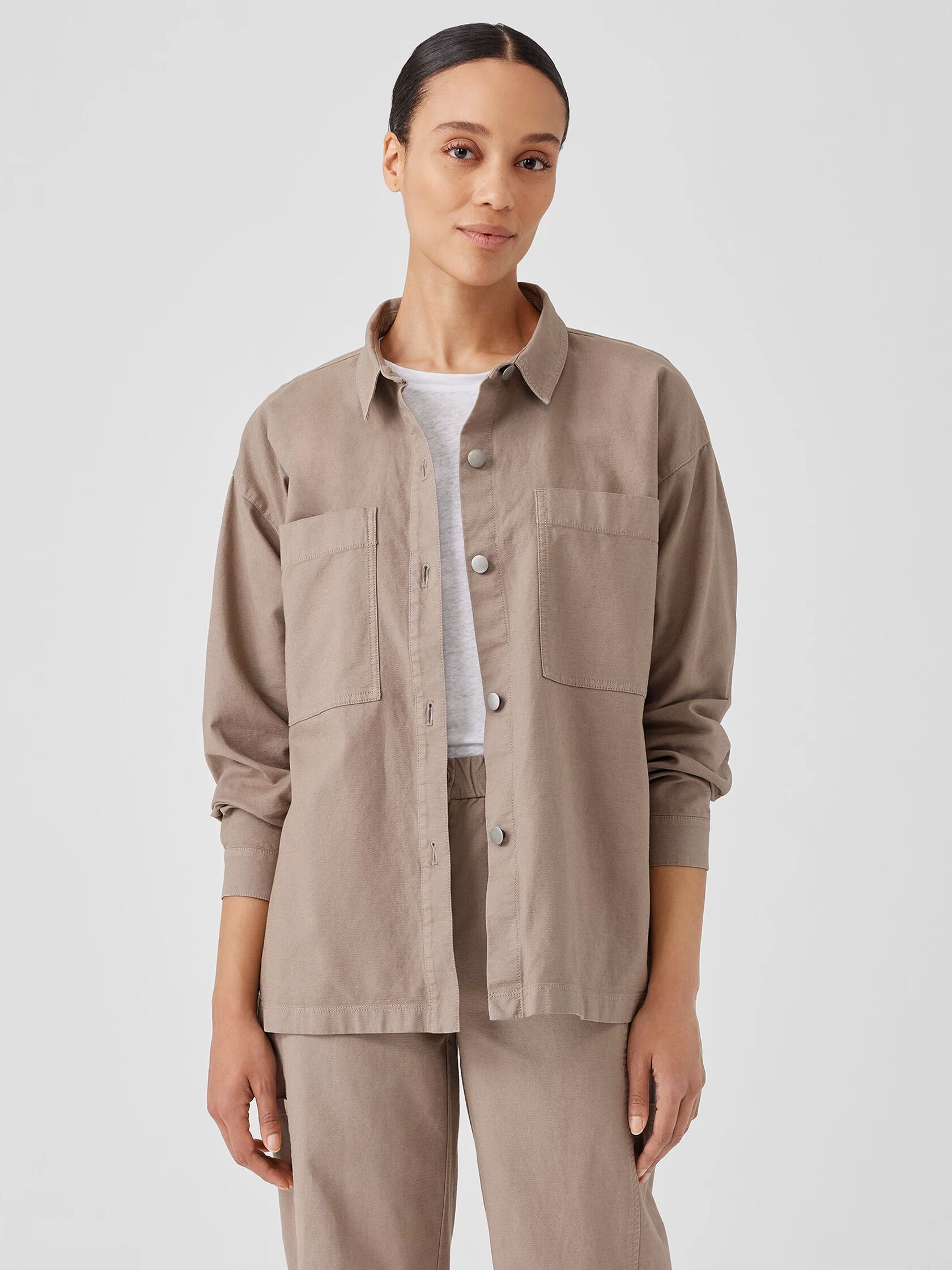 Cotton Hemp Stretch Shirt Jacket