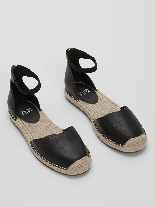 Lala Tumbled Leather Espadrille Flat