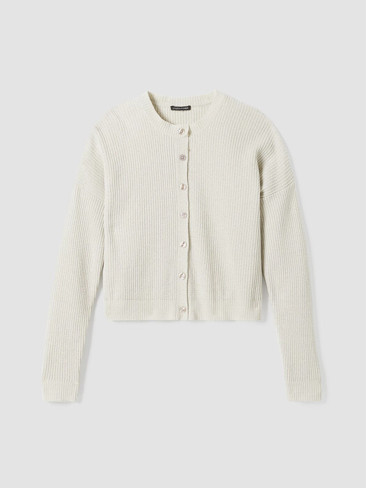 Organic Cotton Chenille Crew Neck Cardigan