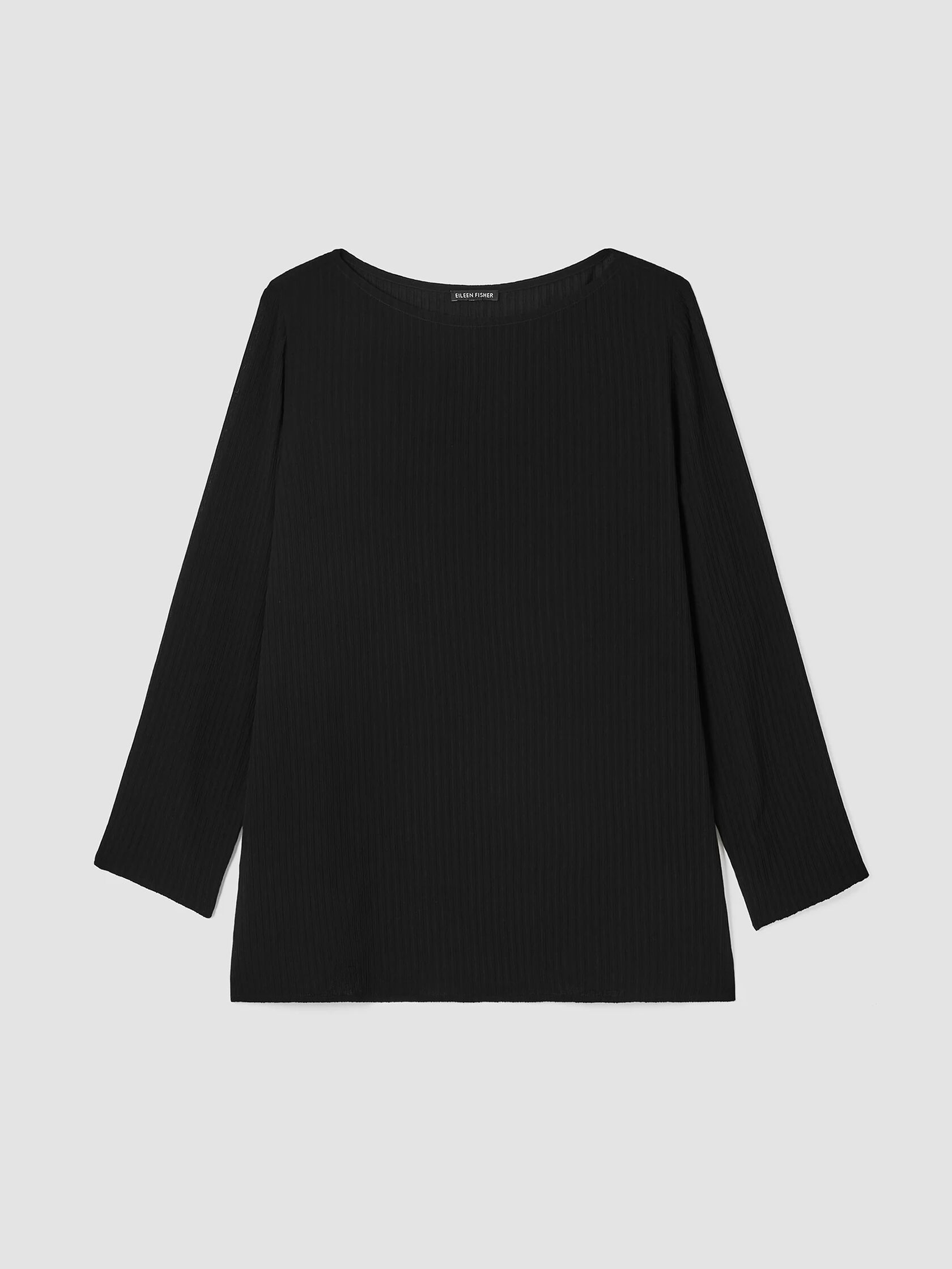 Accordion Silk Jacquard Bateau Neck Long Top