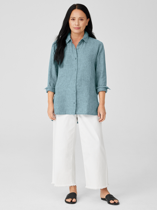 Washed Organic Linen Delave Classic Collar Shirt