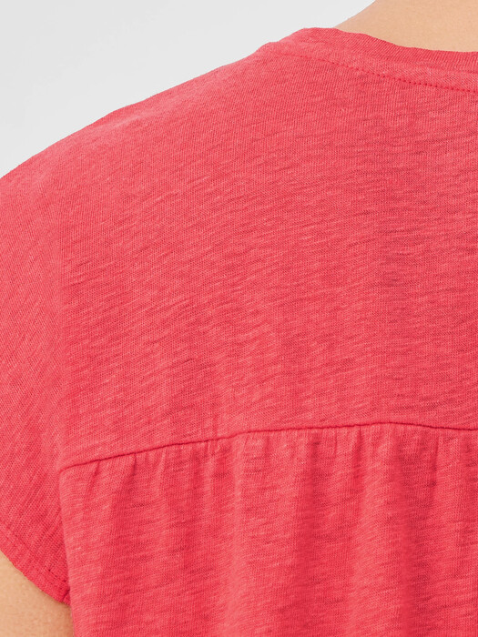 Organic Linen Jersey Shirred-Back Top