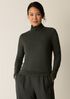 Sheer Cotton Blend Knit Turtleneck Top