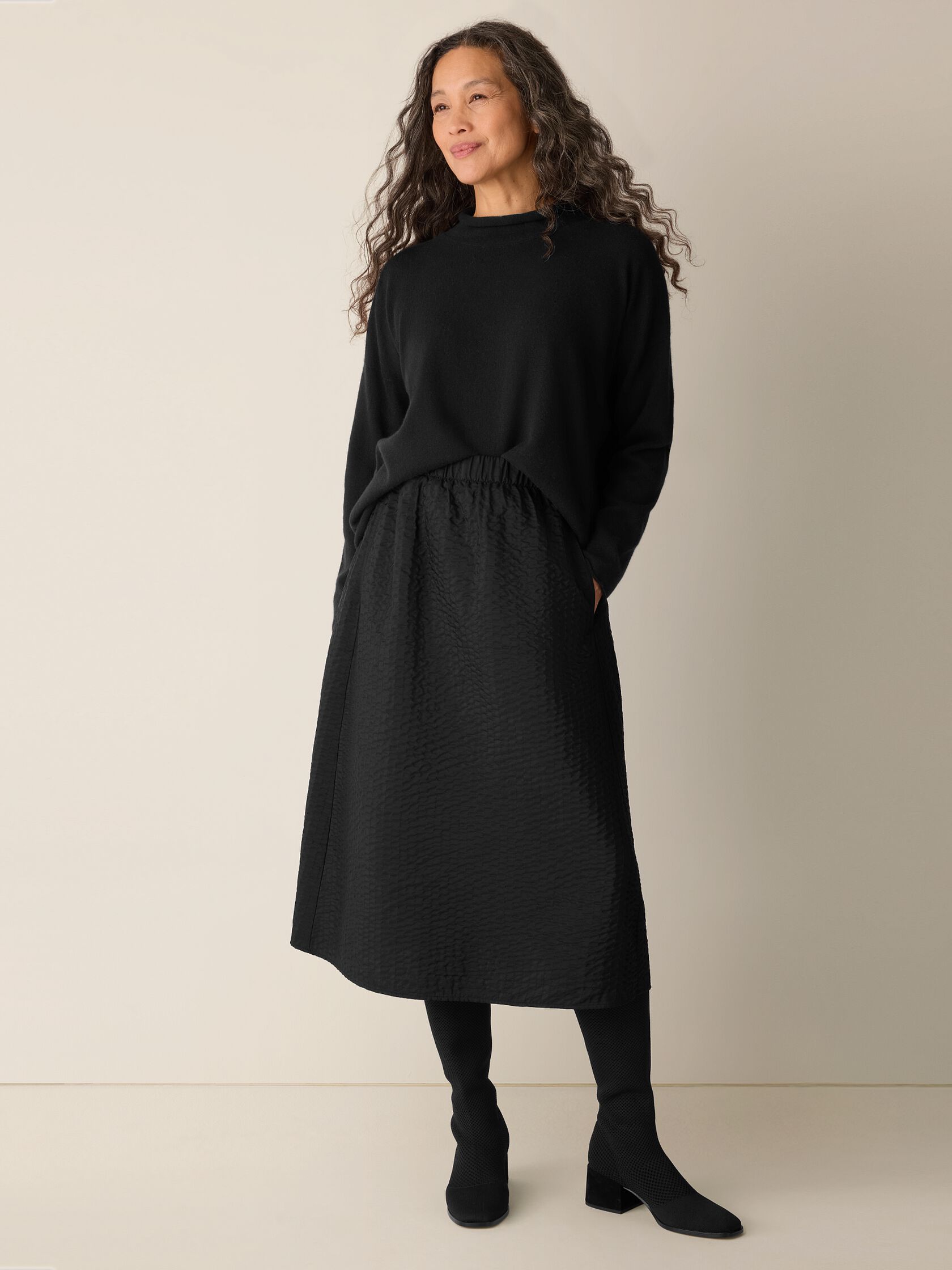 Quilted Silk A-Line Skirt