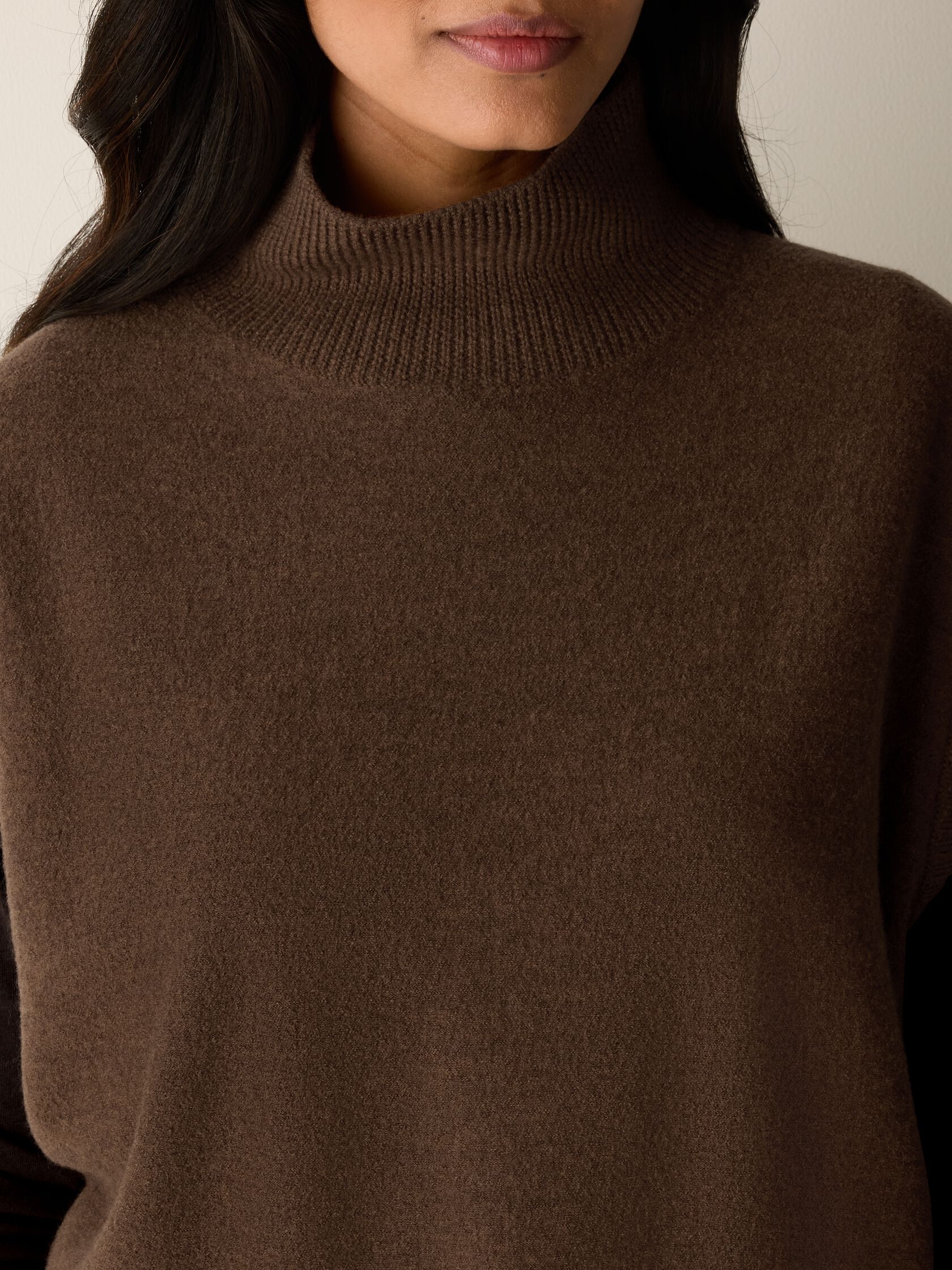 Fine Felted Wool Turtleneck Top in Regenerative Wool