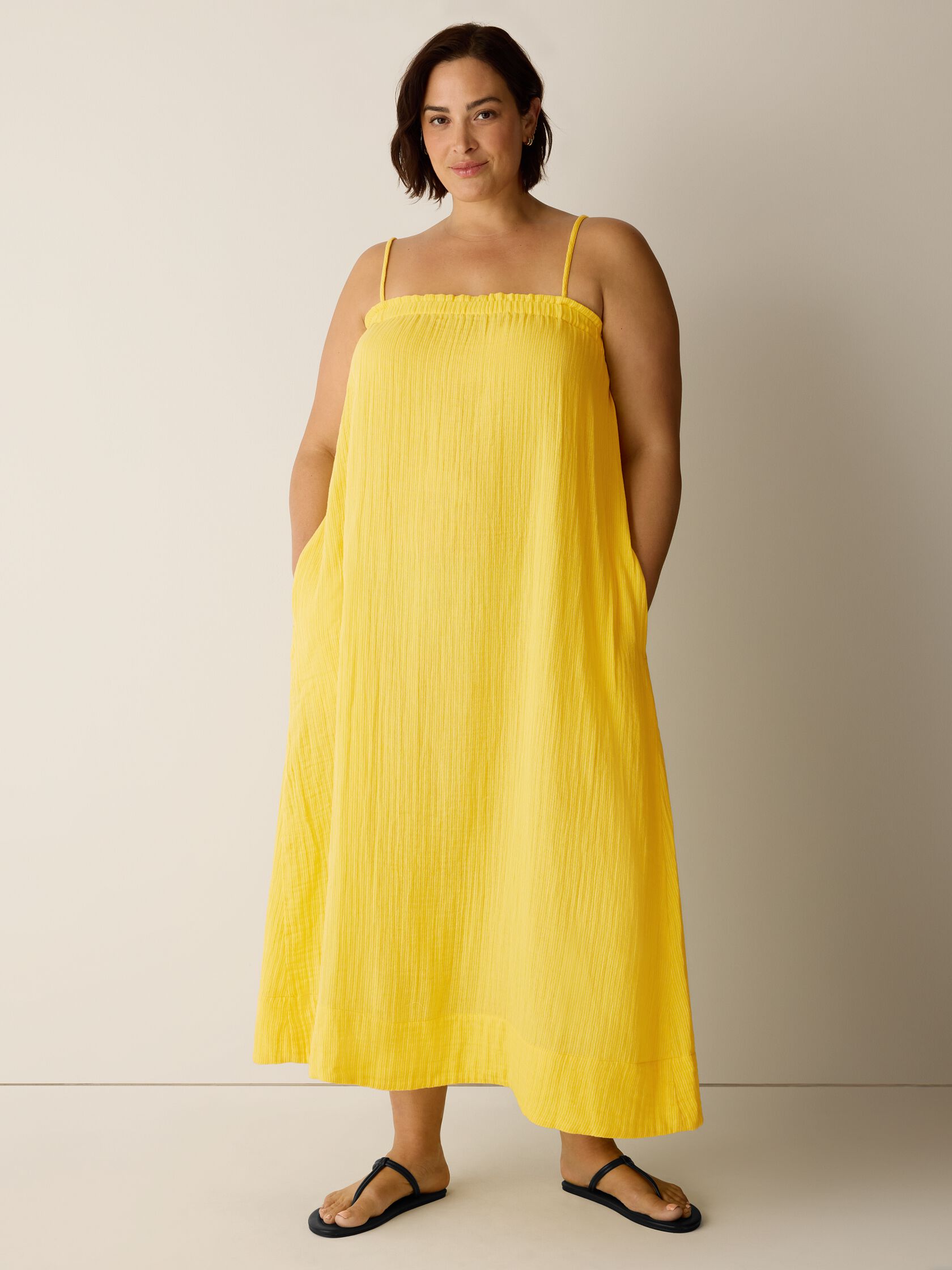 Striped Organic Cotton Gauze Cami Dress