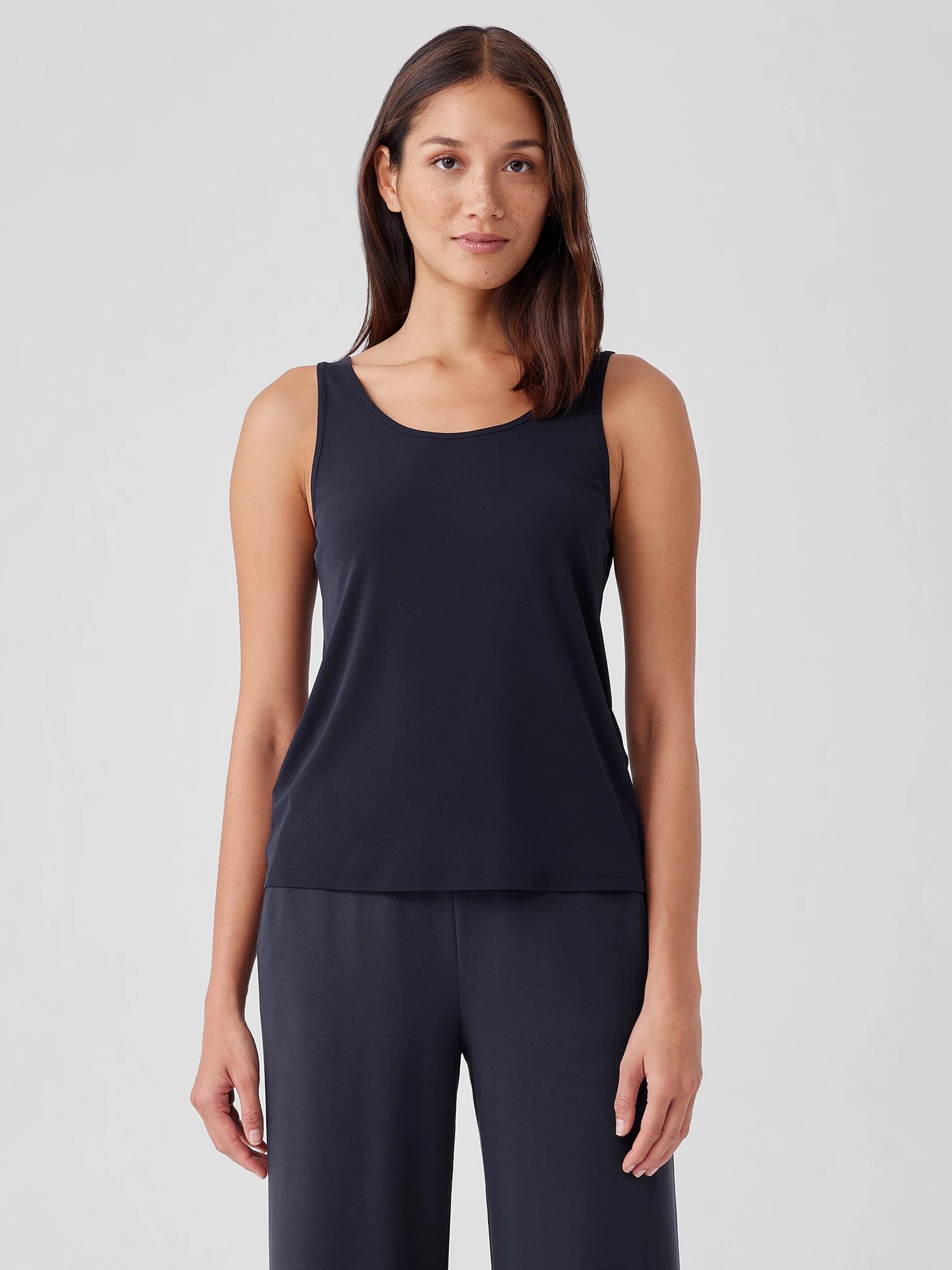 Stretch Silk Jersey Scoop Neck Tank