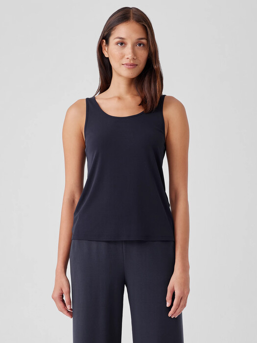 Stretch Silk Jersey Scoop Neck Tank