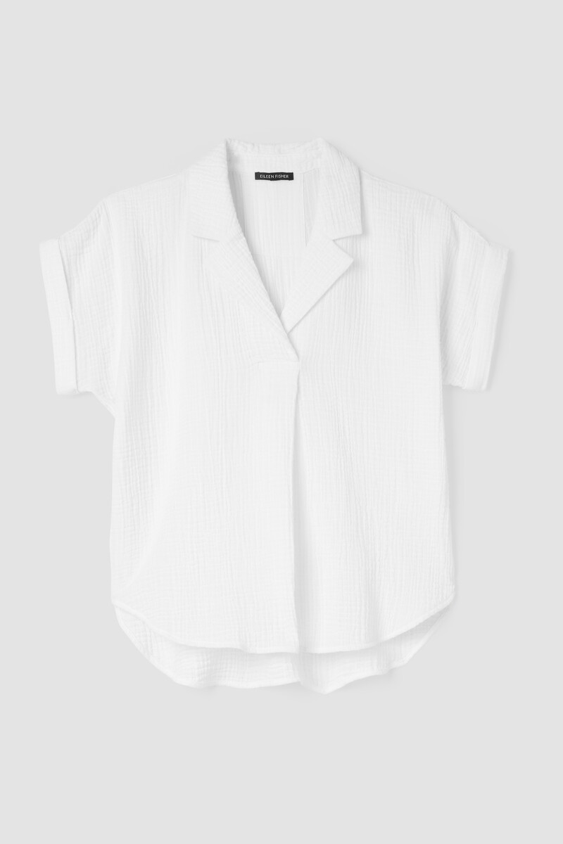Organic Cotton Lofty Gauze Notch Collar Top Organic Cotton Lofty Gauze Notch Collar Top