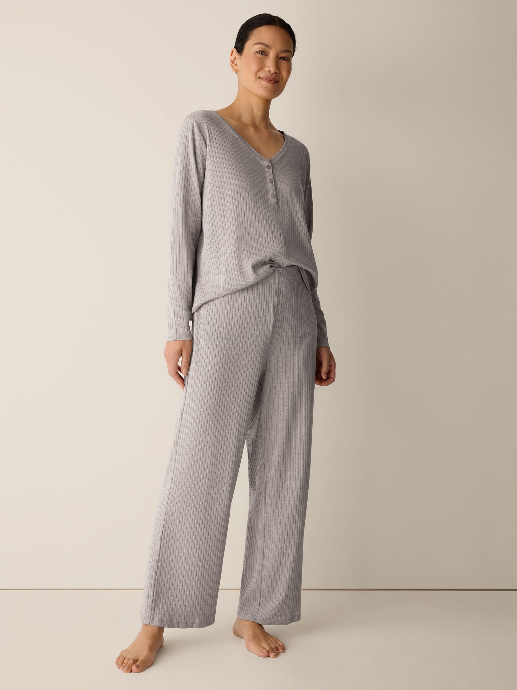 Organic Cotton Rib Straight Sleep Pant