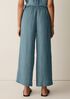 Puckered Organic Linen Grid Wide-Leg Pant