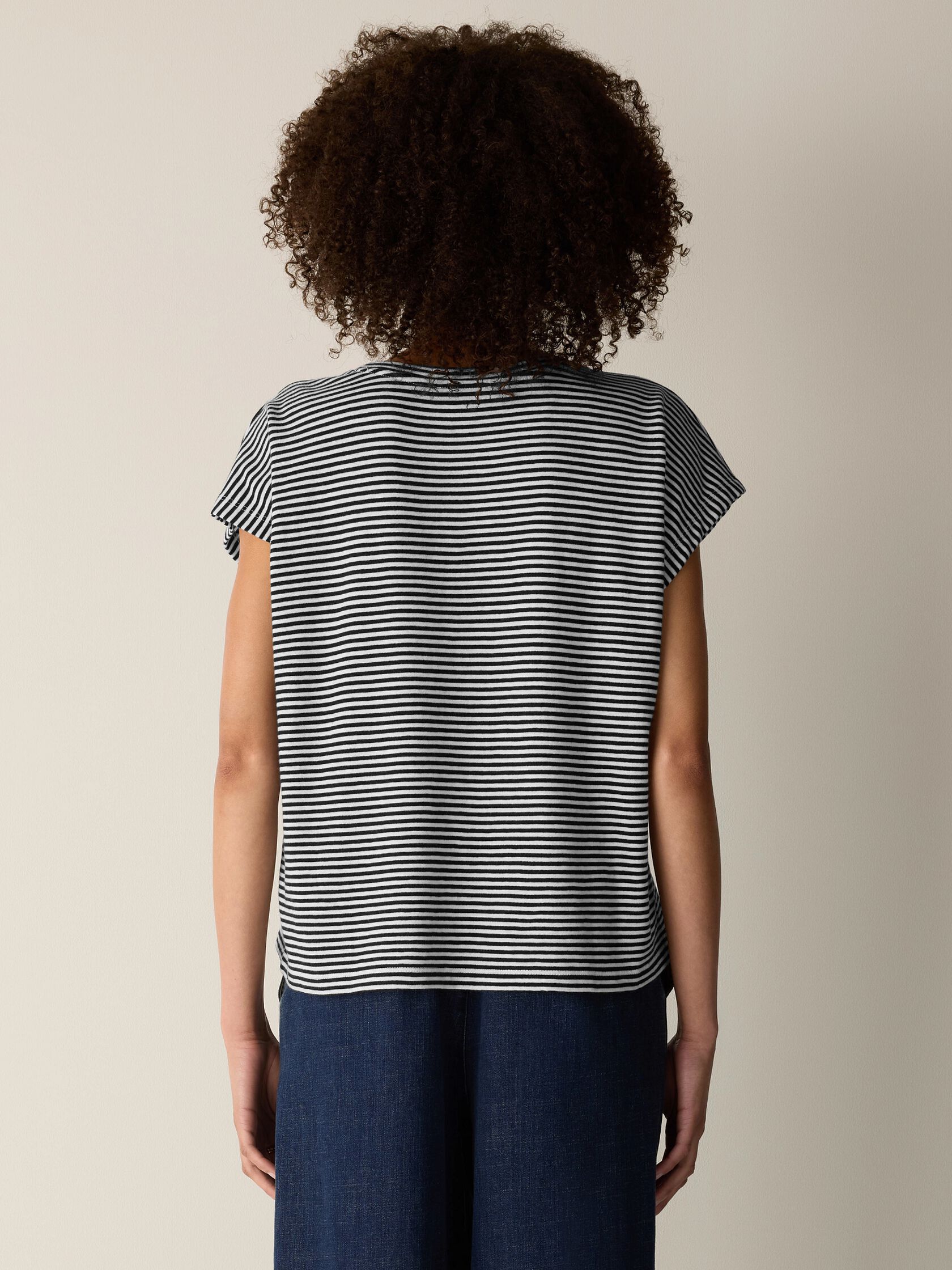Striped Organic Cotton Slub Crew Neck Tee