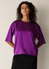 Stretch Silk Charmeuse Round Neck Top