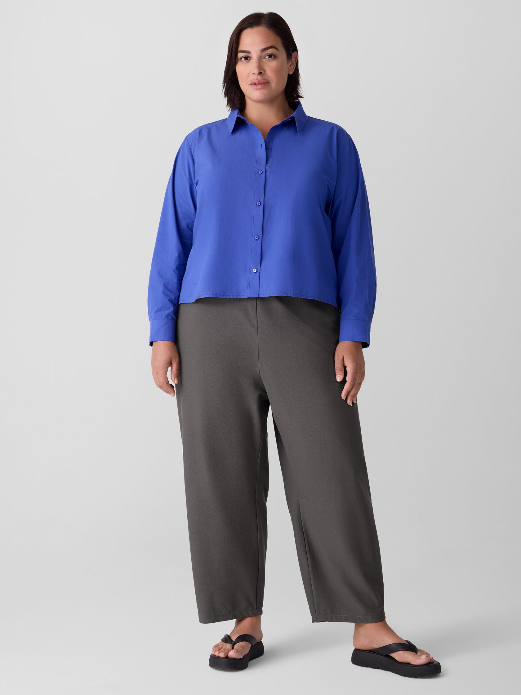 Washed Organic Cotton Poplin Classic Collar Short Shirt