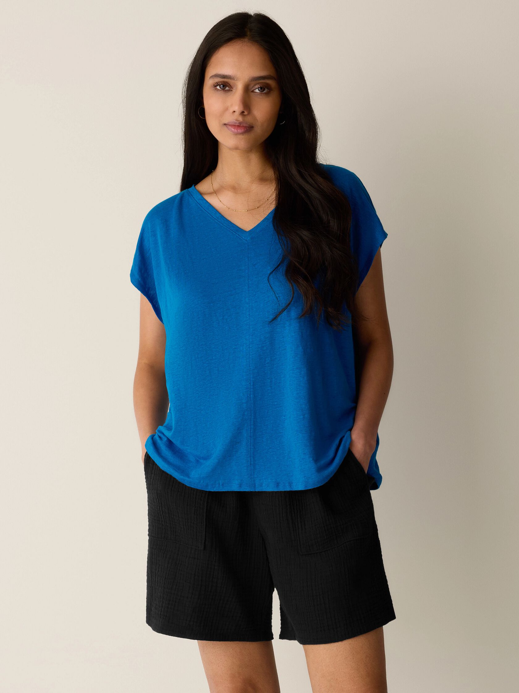 Organic Linen Jersey V-Neck Tee
