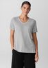 Striped Organic Linen Jersey V-Neck Tee