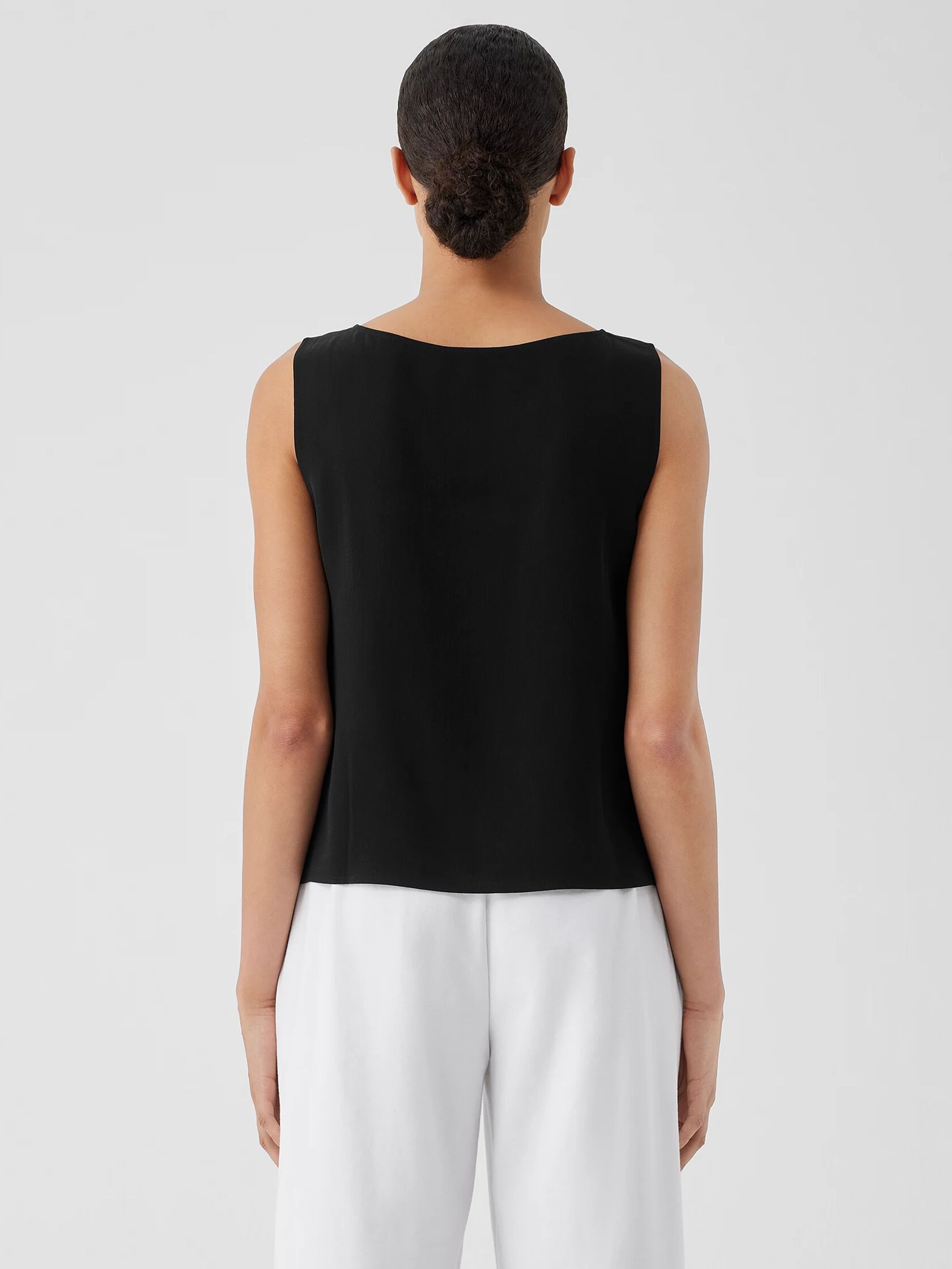 Silk Georgette Crepe Ballet Neck Tank