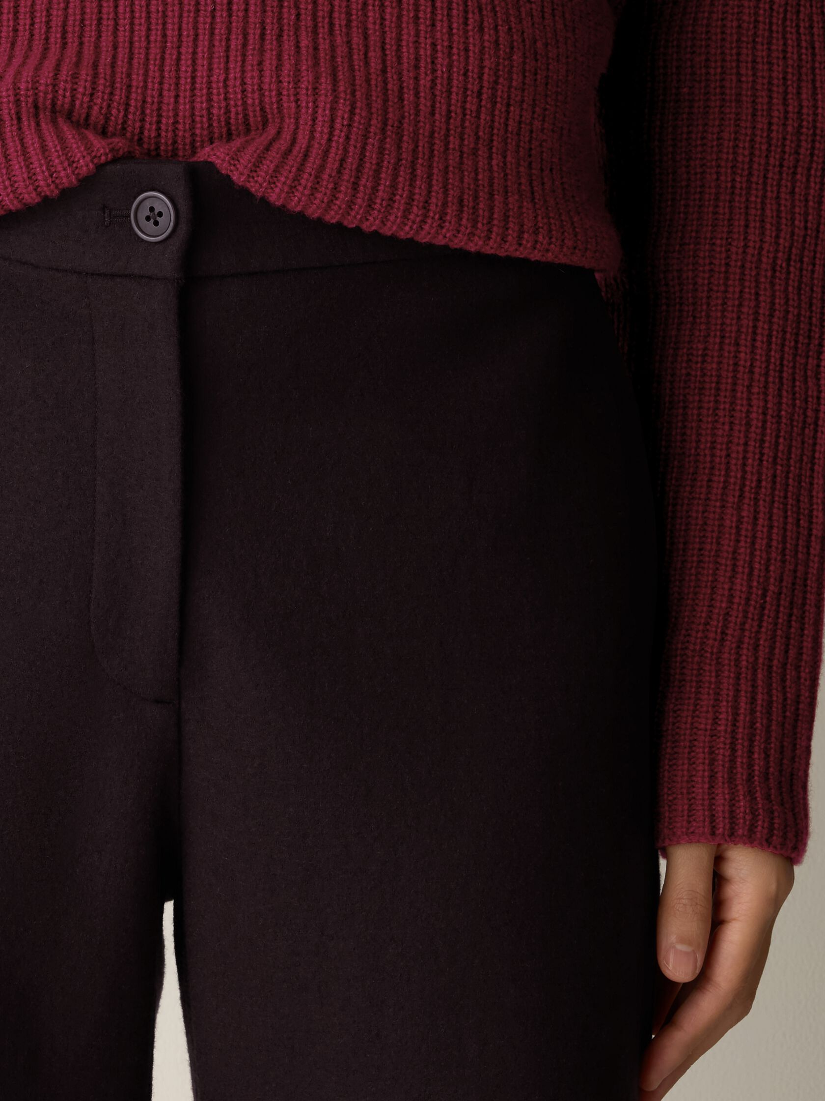 Felted Wool Jersey Full-Length Straight Trouser in Regenerative Wool