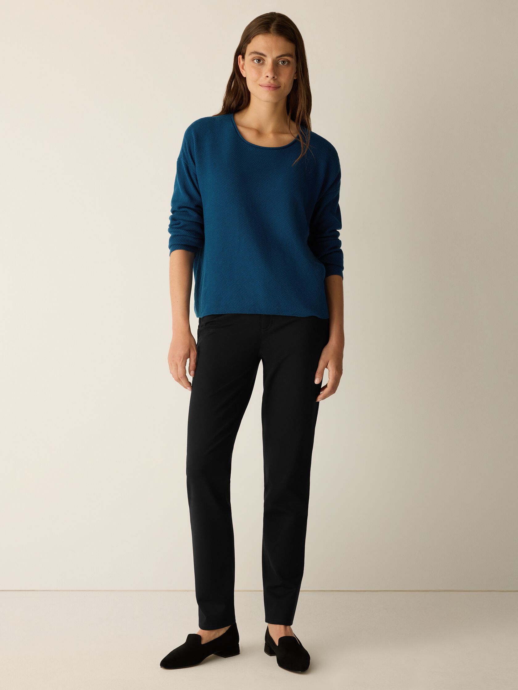 Peruvian Cotton Blend Jewel Neck Top