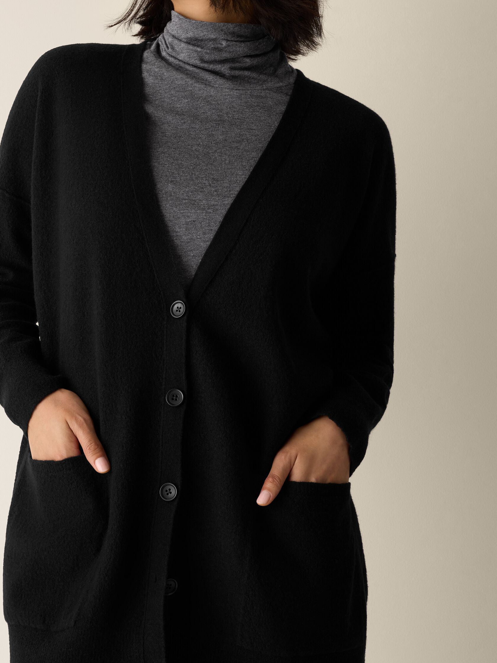 Fine Felted Wool Long Cardigan in Regenerative Wool