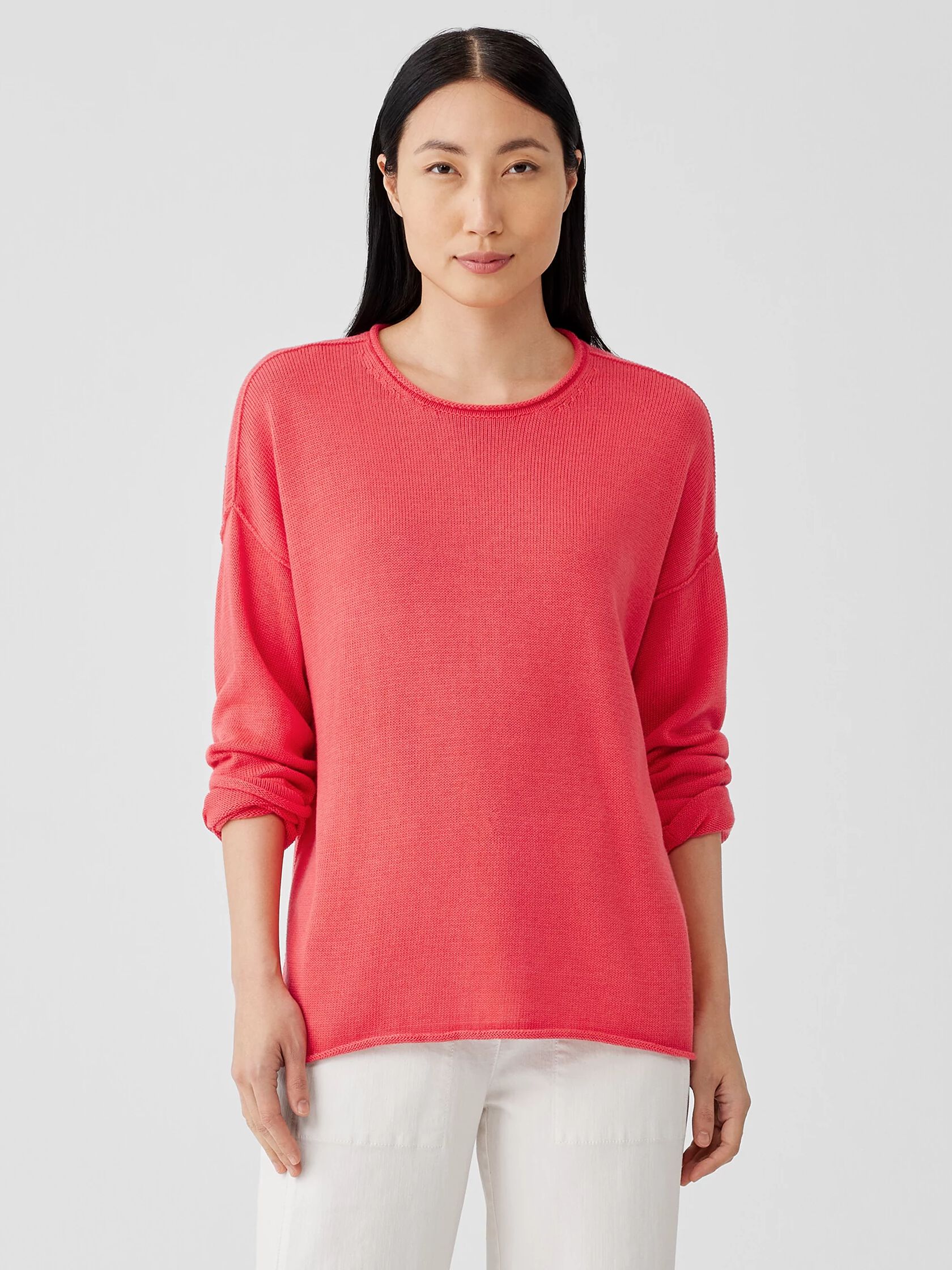 Peruvian Cotton Blend Crew Neck Top