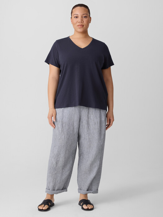 Organic Cotton Slubby Jersey V-Neck Tee