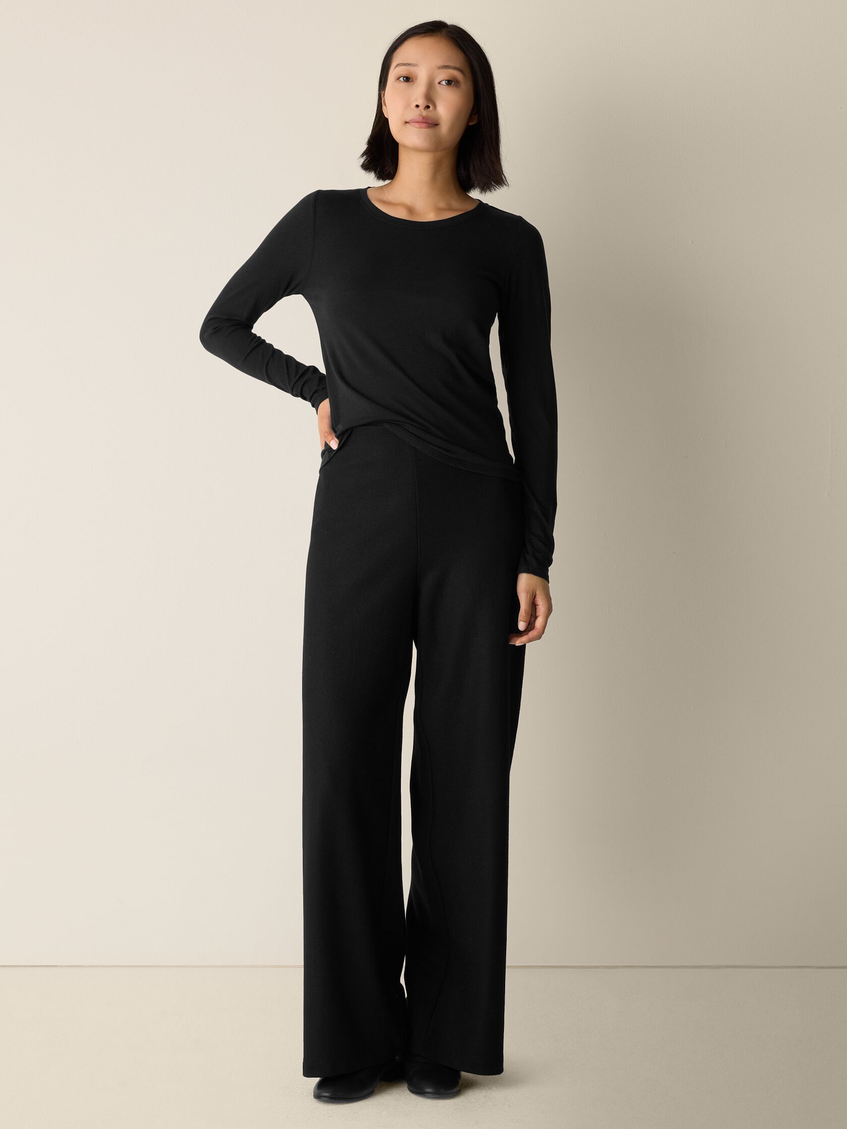 Sheer Cotton Blend Knit Round Neck Tee