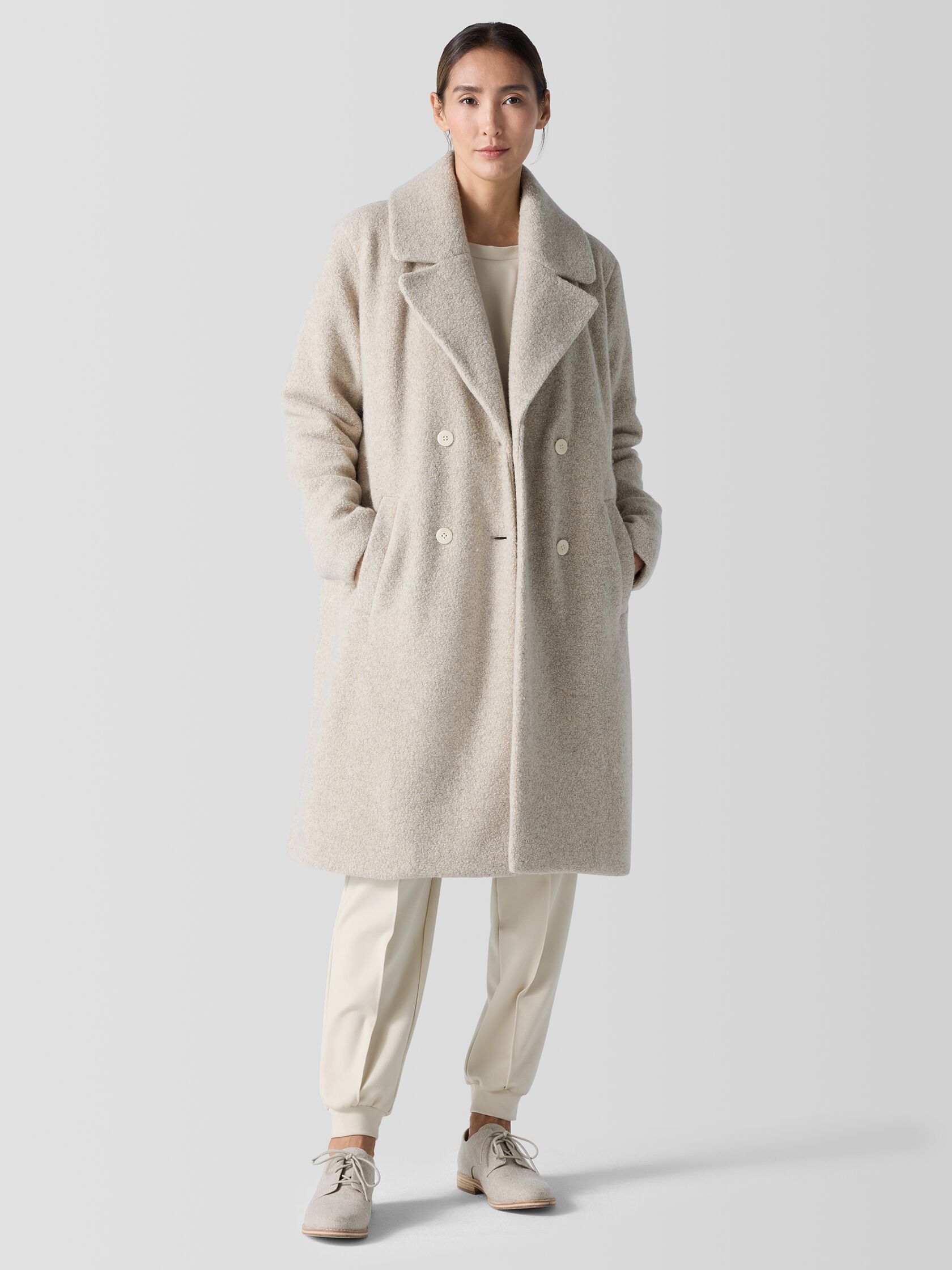 Cozy Recycled Wool Boucle Notch Collar Coat
