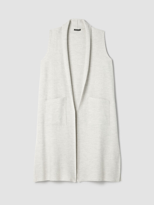 Lightweight Boiled Wool Shawl Collar Vest in Regenerative Wool