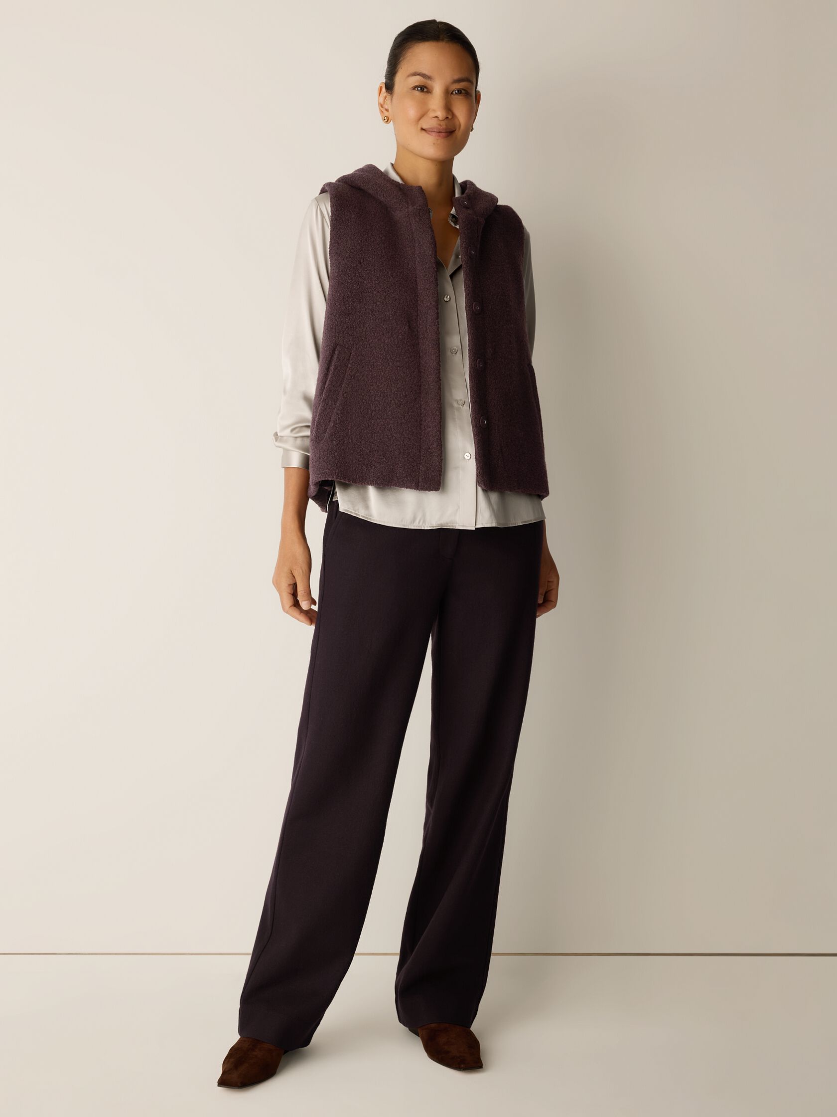 Cozy Recycled Wool Boucle Hooded Vest