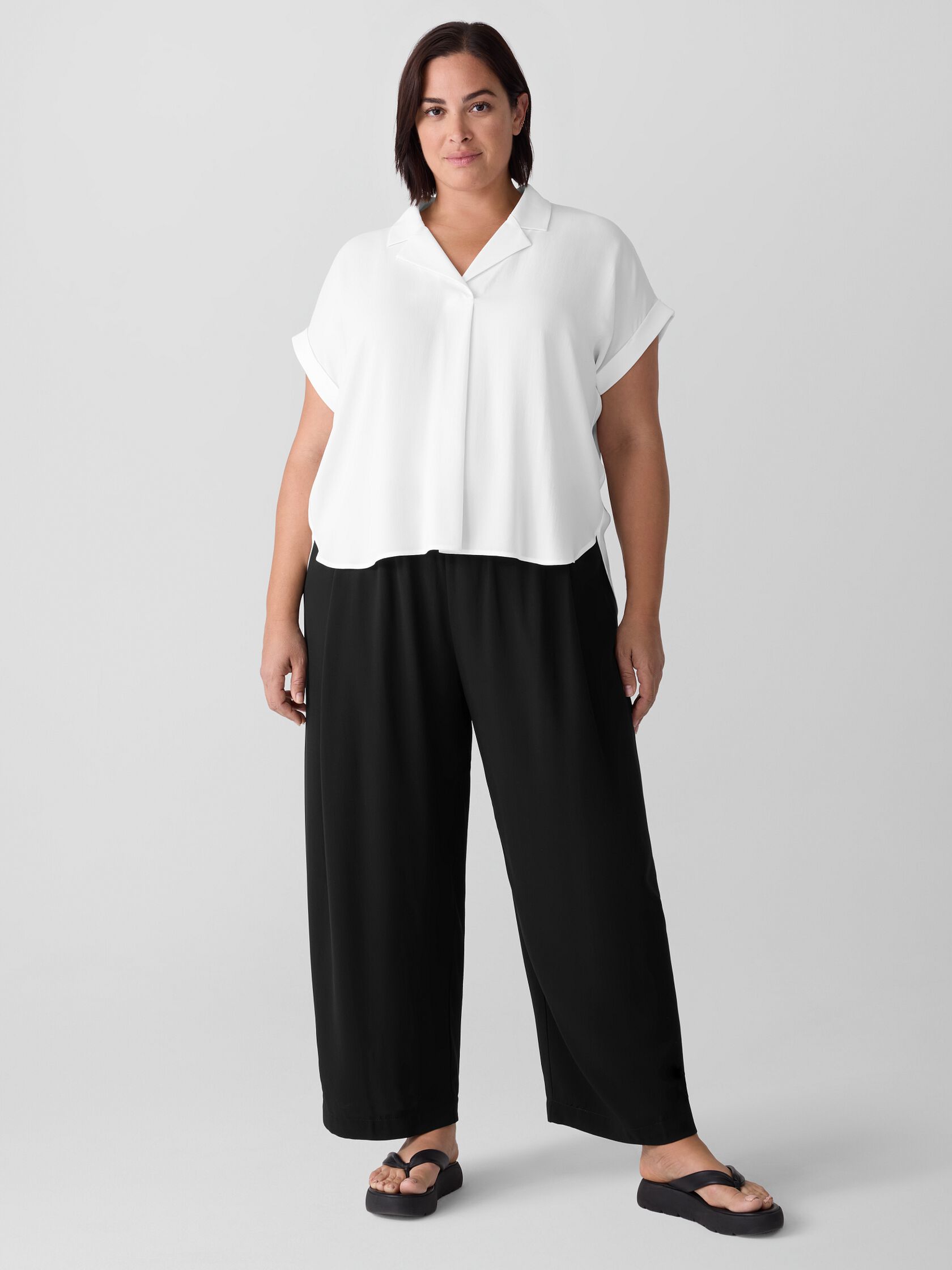 Silk Georgette Crepe Pleated Straight Pant