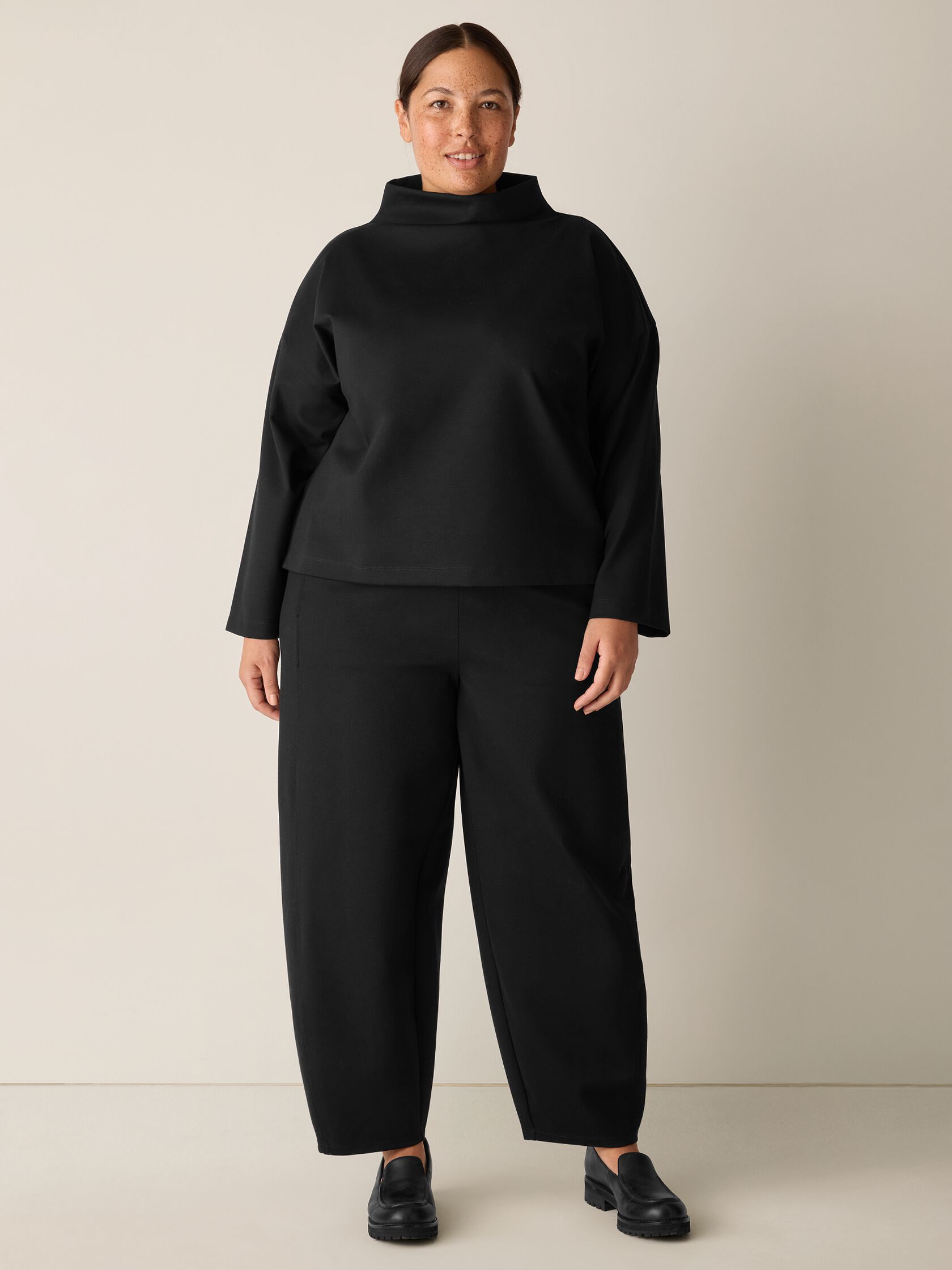 Lightweight Ponte Funnel Neck Top